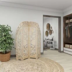Eclectic Wood Room Divider Screen White - Olivia & May -Lush Living Store GUEST 3a15469e 1fd9 4407 b187 02eb67b8fed7