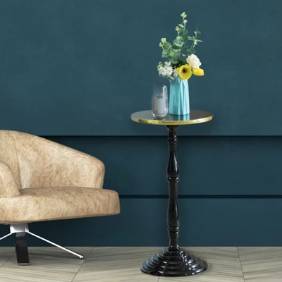 Fabulaxe Round Wooden Side Table, Living Room Accent Pedestal End Table 4 Fabulaxe Round Wooden Side Table, Living Room Accent Pedestal End Table - Image 2