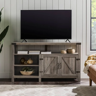 2 Door Farmhouse Highboy TV Stand For TVs Up To 65" Gray Wash - Saracina Home 9 2 Door Farmhouse Highboy TV Stand For TVs Up To 65" Gray Wash - Saracina Home - Image 7