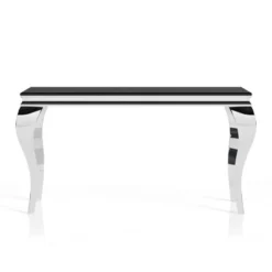 Forge Glam Glass Top Sofa Table Black/Silver - MiBasics -Lush Living Store GUEST 3b1d24a2 056d 4778 ac97 aa94b7d4783a