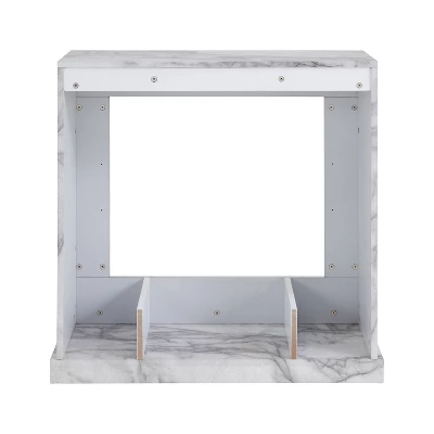 Dridun Faux Marble Fireplace White/Gray - Aiden Lane 8 Dridun Faux Marble Fireplace White/Gray - Aiden Lane - Image 6