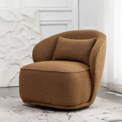 Boucle Upholstered Swivel Barrel Chair - Kinwell -Lush Living Store GUEST 3bb3f969 d1c2 4ef8 86c6 0b9378ee6cf6