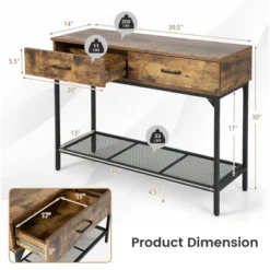Costway Console Table Industrial Large Drawers Storage Shelf Narrow Entryway Hallway 13 Costway Console Table Industrial Large Drawers Storage Shelf Narrow Entryway Hallway -Lush Living Store GUEST 3bf76a8f 131d 4822 922d bdb93b78bcf1