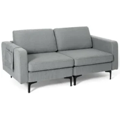 Costway Modern Loveseat Linen Fabric 2-Seat Sofa Couch W/ Side Storage Pocket GreenOrange 25 Costway Modern Loveseat Linen Fabric 2-Seat Sofa Couch W/ Side Storage Pocket GreenOrange -Lush Living Store GUEST 3c2911af ddcb 4b53 a77b 7c6d97a09197