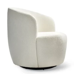 Bella 28'' Seat Width Touch Modern White Boucle Upholstered With 360° Swivel Accent Armrest Barrel Chairs-The Pop Maison -Lush Living Store GUEST 3c59486a d670 48a4 862b faf8759fd919