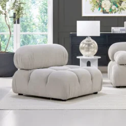 Jennifer Taylor Home Marcel 36 Inch Modular Modern Lounge Arm Chair, Pebble Gray Corduroy -Lush Living Store GUEST 3c5b18b1 0cf8 49fd b03c 46603db616c4