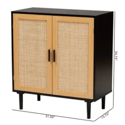 Maureen Wood And Rattan 2 Door Storage Cabinet Espresso/Natural Brown - Baxton Studio -Lush Living Store GUEST 3c6545b3 9c88 46b8 9d8c 535ba1f73619
