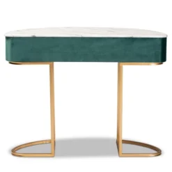 1 Drawer Beale Velvet Upholstered And Brushed Console Table Green/Gold - Baxton Studio -Lush Living Store GUEST 3cc11785 f9c4 44d0 8f98 100c99fb5286
