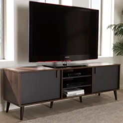 Samuel Finished TV Stand For TVs Up To 55" Walnut Brown/Dark Gray - Baxton Studio 10 Samuel Finished TV Stand For TVs Up To 55" Walnut Brown/Dark Gray - Baxton Studio -Lush Living Store GUEST 3d46a29a ac9c 40da 93da 3e02fa341c0f