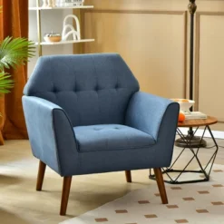 Costway Modern Tufted Fabric Accent Chair Upholstered Armchair With Rubber Wood Legs Blue/Grey 15 Costway Modern Tufted Fabric Accent Chair Upholstered Armchair With Rubber Wood Legs Blue/Grey -Lush Living Store GUEST 3d7aeaa9 ebed 4f34 9878 a00aaeb49fd7