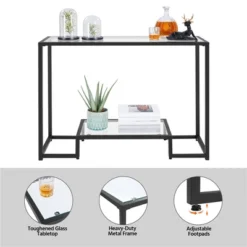 Yaheetech 2-Layer Tempered Glass Console Table Accent Glass Shelf For Hallway 13 Yaheetech 2-Layer Tempered Glass Console Table Accent Glass Shelf For Hallway -Lush Living Store GUEST 3d7e97bf 0f0f 4ebb ab2c c381d928652a