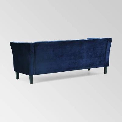 Chatwin Contemporary Tufted Velvet Sofa Dark Blue - Christopher Knight Home 6 Chatwin Contemporary Tufted Velvet Sofa Dark Blue - Christopher Knight Home - Image 4