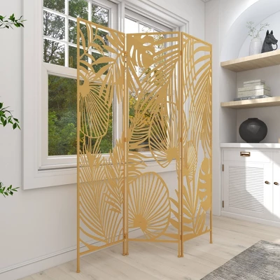 Glam Metal Palms Room Divider Screen Gold - Olivia & May 12 Glam Metal Palms Room Divider Screen Gold - Olivia & May - Image 10