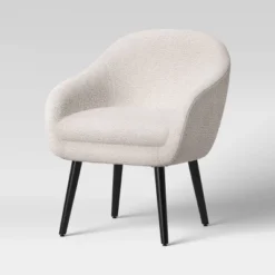 Harwell Modern Arm Barrel Chair With Wooden Legs Faux Shearling Cream - Project 62™ -Lush Living Store GUEST 3de33a38 f129 4139 9cb8 6341a9188ca4
