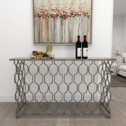 Contemporary Metal Pattern Console Table Silver - Olivia & May 30 Contemporary Metal Pattern Console Table Silver - Olivia & May -Lush Living Store GUEST 3dff6e89 31cc 43c6 8e36 d88fc5e5b5c7