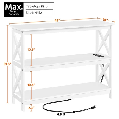 Yaheetech 3-Tier Wooden Console Table With Power Outlet Entryway Table 4 Yaheetech 3-Tier Wooden Console Table With Power Outlet Entryway Table - Image 2