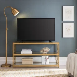 48" Modern X-Sided Gold And Bras Metal TV Stand - Henn&Hart 13 48" Modern X-Sided Gold And Bras Metal TV Stand - Henn&Hart -Lush Living Store GUEST 3e94bfbd 132d 4436 b64d 41a1f4229e52