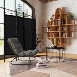 Costway 6 FT 4-Panel Folding Room Divider Freestanding Privacy Screen Steel Frame BrownBlackWhite -Lush Living Store GUEST 3eb9d255 ad1c 47b4 83f6 a302fa2ddc98