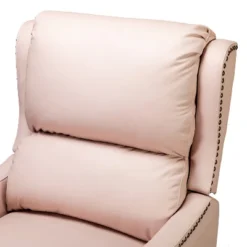 Jade Upholstered Genuine Leather Cigar Chair Recliner Armchair NailHead Tufted | Karat Home - Pink Solid -Lush Living Store GUEST 3ec71105 2835 4b86 a981 dad95a799696