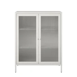 RealRooms Shadwick 2 Door Storage Cabinet-Fluted Glass Metal Locker -Lush Living Store GUEST 3ed2b76e aba2 4907 bf78 aa2d5a8f84e8