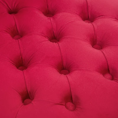 HOMCOM High Back Accent Chair, Upholstered Armless Chair, Retro Button-Tufted Royal Design With Thick Padding And Rubberwood Leg, Crimson Red 7 HOMCOM High Back Accent Chair, Upholstered Armless Chair, Retro Button-Tufted Royal Design With Thick Padding And Rubberwood Leg, Crimson Red - Image 5