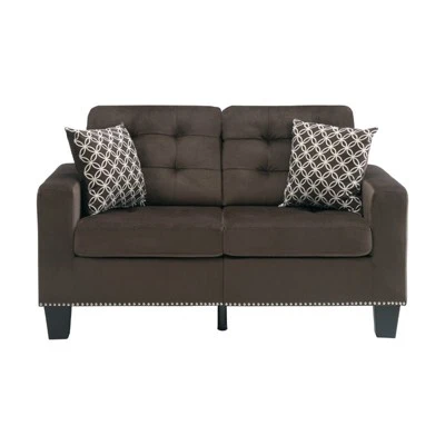 Lantana Tufted Microfiber Loveseat In Chocolate - Lexicon 5 Lantana Tufted Microfiber Loveseat In Chocolate - Lexicon - Image 3
