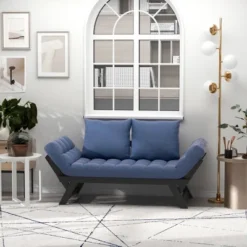 HOMCOM Single Person 3 Position Convertible Chaise Lounger Sofa Bed With 2 Large Pillows And Oak Frame -Lush Living Store GUEST 404d2caa b7c9 47e7 85da 2a6040319c1e