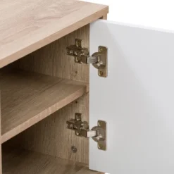 Hollywood Wood Grain TV Stand For TVs Up To 55" With Doors White And Brown - CorLiving -Lush Living Store GUEST 407565e0 12d5 4504 9596 34a82cc2b21c