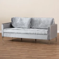 Baxton Studio Clara Velvet Fabric Upholstered 3 Seater Sofa Gray - BaxtonStudio 13 Baxton Studio Clara Velvet Fabric Upholstered 3 Seater Sofa Gray - BaxtonStudio -Lush Living Store GUEST 40c08b22 e431 4c22 af0b 38447f5e2b8c