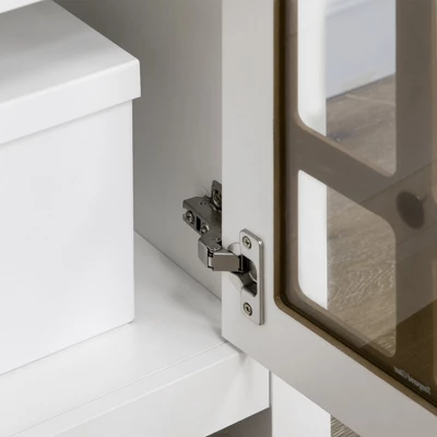 HOMCOM Kitchen Cabinet, Storage Cabinet, Sideboard Buffet Cabinet With Double Glass Doors For Kitchen, Living Room, White 7 HOMCOM Kitchen Cabinet, Storage Cabinet, Sideboard Buffet Cabinet With Double Glass Doors For Kitchen, Living Room, White - Image 5