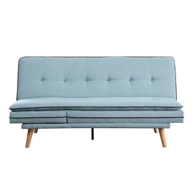 72" Savilla Sectional Sofa Blue Linen/Oak Finish - Acme Furniture 10 72" Savilla Sectional Sofa Blue Linen/Oak Finish - Acme Furniture - Image 8
