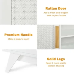 Costway TV Stand Entertainment Media Console W/ 2 Rattan Cabinets & Open Shelves -Lush Living Store GUEST 413887ca aa4f 4df5 9c3d 671017c0705b