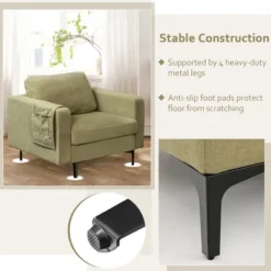 Costway Set Of 2 Fabric Accent Armchair Single Sofa W/ Side Storage Pocket -Lush Living Store GUEST 4202bf1c 8966 4e32 9bc3 434e1d6646c5