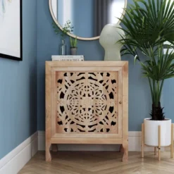 Heady 1 Door Carved Cabinet Natural - Powell Company