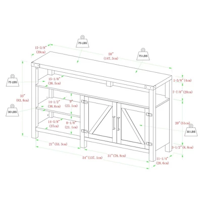 2 Door Farmhouse Highboy TV Stand For TVs Up To 65" Gray Wash - Saracina Home 6 2 Door Farmhouse Highboy TV Stand For TVs Up To 65" Gray Wash - Saracina Home - Image 4