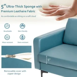 Costway Set Of 2 Leathaire Fabric Accent Armchair Single Sofa W/Side Storage Pocket -Lush Living Store GUEST 4311b6a4 c211 4592 afb8 a1ee1cb01c6f