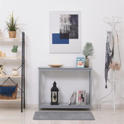 HOMCOM 2-Tier Console Table, Sofa Side Table With Storage Shelf, X Design For Entryway, Living Room, And Hallway 8 HOMCOM 2-Tier Console Table, Sofa Side Table With Storage Shelf, X Design For Entryway, Living Room, And Hallway - Image 6