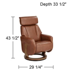 BenchMaster Brown Swivel Faux Leather Recliner Chair Modern Armchair Comfortable Manual Reclining Footrest Headrest For Bedroom -Lush Living Store GUEST 43e7ec22 f194 4ff9 8d8b 183244dd1223