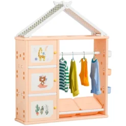 Qaba Kids Toy Storage Organizer With 2 Bins, Coat Hanger, Bookshelf And Toy Collection Shelves -Lush Living Store GUEST 43f91118 dc56 47aa 9097 febe66f11495