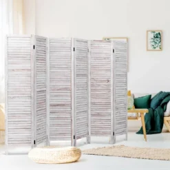 Costway 67'' High 6 Panel Room Divider Furniture Classic Venetian Wooden Slat Home -Lush Living Store GUEST 43fcd83d 1160 44eb 8026 4318efd14b82