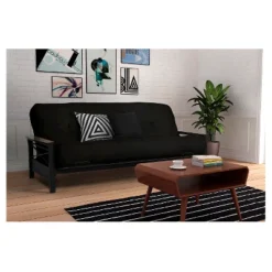 Nadia Metal Futon Frame With Wood Armrest - Room & Joy -Lush Living Store GUEST 441498eb 0201 414f b0c9 8e58559a746c