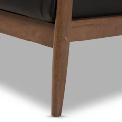 Venza Mid Century Modern Walnut Wood Faux Leather Lounge Chair Black - Baxton Studio -Lush Living Store GUEST 44360b8b 6af0 47d3 a9b8 c6ab98499638