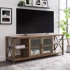 Sophie Rustic Farmhouse X Frame Glass Doors TV Stand For TVs Up To 80" Rustic Oak - Saracina Home -Lush Living Store GUEST 44859fc4 448d 432a a3e7 106d10de1fed