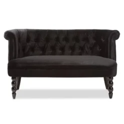 Flax Victorian Style Contemporary Velvet Fabric Upholstered 2 Seater Loveseat Black - Baxton Studio -Lush Living Store GUEST 44b1ca6e 2095 4197 ba40 00be491a2210