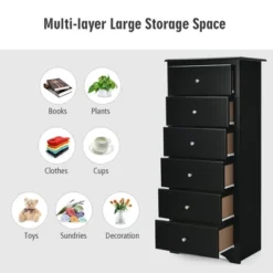 Costway 6 Drawer Chest Dresser Clothes Storage Bedroom Tall Furniture Cabinet -Lush Living Store GUEST 44b6973d 5d5e 45e0 b166 c397e4e91203