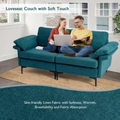 Costway Modern Loveseat Fabric 2-Seat Sofa Couch For Small Space W/ Metal Legs BlueRust Red -Lush Living Store GUEST 452bdd03 e1cd 4f84 a630 f18dcf1c54cd