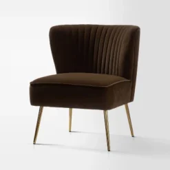 Quentin Velvet Accent Side Chair With Golden Metal Base | Karat Home -Lush Living Store GUEST 45400a2b 45d6 4a8e b500 0282f85f97ef