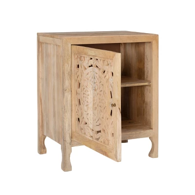 Heady 1 Door Carved Cabinet Natural - Powell Company 5 Heady 1 Door Carved Cabinet Natural - Powell Company - Image 3