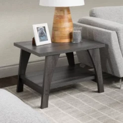 Hollywood Side Table With Lower Shelf Dark Gray - CorLiving -Lush Living Store GUEST 460c5d5e 6ac3 4ff7 8e78 5b65b47287ea