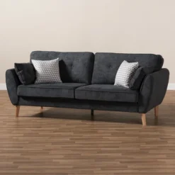 Miranda Mid-Century Modern Fabric Upholstered Sofa Dark Gray - Baxton Studio -Lush Living Store GUEST 467154b6 34e3 4388 acab 4186bce29bca